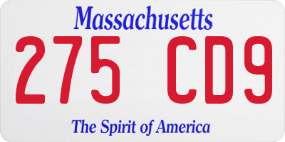 MA license plate 275CD9
