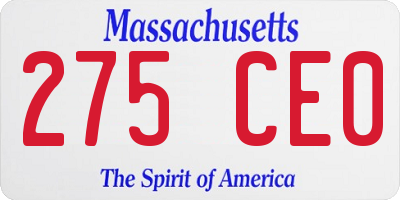 MA license plate 275CE0