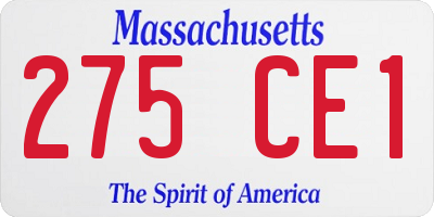 MA license plate 275CE1