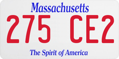 MA license plate 275CE2