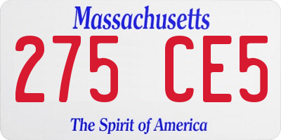 MA license plate 275CE5