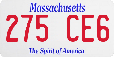MA license plate 275CE6