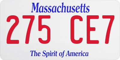 MA license plate 275CE7