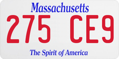 MA license plate 275CE9