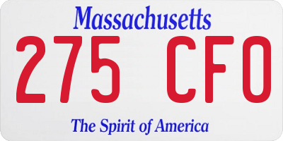 MA license plate 275CF0