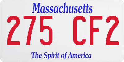 MA license plate 275CF2
