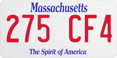 MA license plate 275CF4