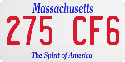 MA license plate 275CF6