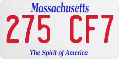 MA license plate 275CF7