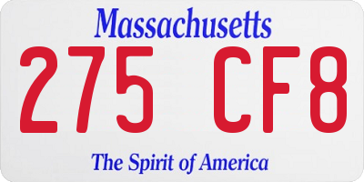 MA license plate 275CF8