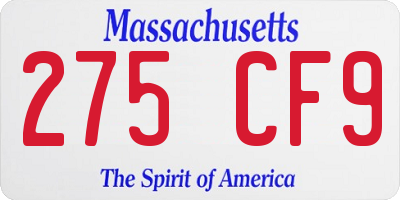 MA license plate 275CF9