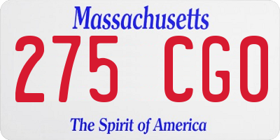 MA license plate 275CG0