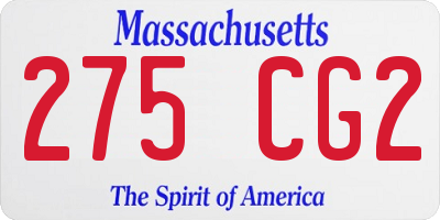 MA license plate 275CG2