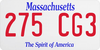 MA license plate 275CG3