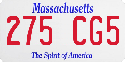 MA license plate 275CG5