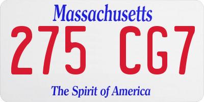 MA license plate 275CG7