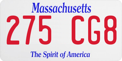 MA license plate 275CG8