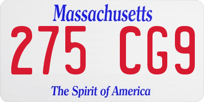MA license plate 275CG9
