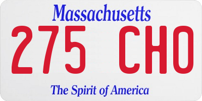 MA license plate 275CH0
