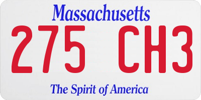 MA license plate 275CH3