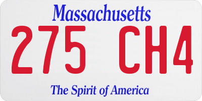 MA license plate 275CH4