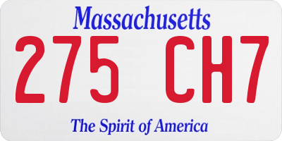 MA license plate 275CH7