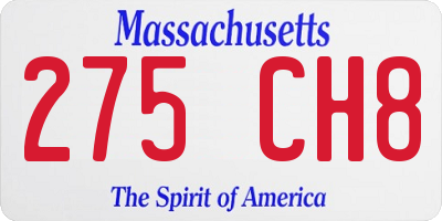 MA license plate 275CH8