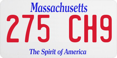 MA license plate 275CH9