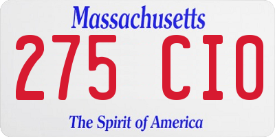 MA license plate 275CI0