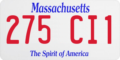 MA license plate 275CI1