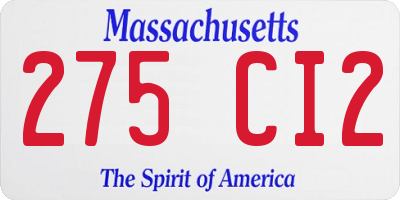 MA license plate 275CI2
