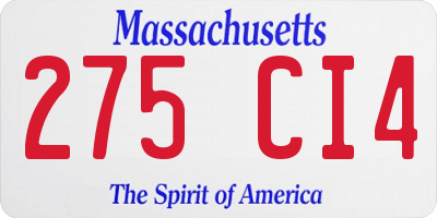 MA license plate 275CI4