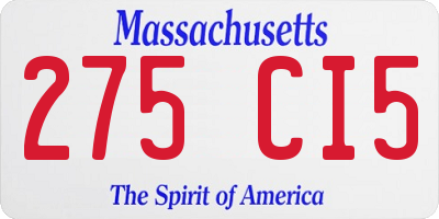 MA license plate 275CI5