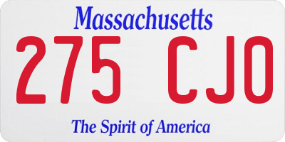 MA license plate 275CJ0
