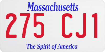 MA license plate 275CJ1