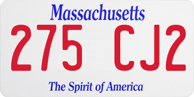 MA license plate 275CJ2