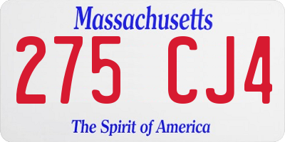 MA license plate 275CJ4
