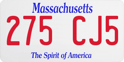 MA license plate 275CJ5