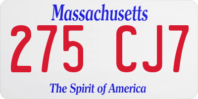 MA license plate 275CJ7