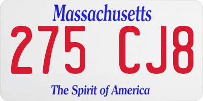 MA license plate 275CJ8
