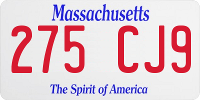 MA license plate 275CJ9