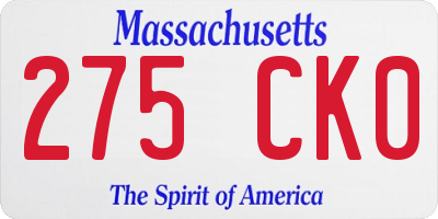 MA license plate 275CK0