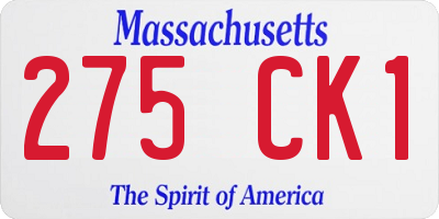 MA license plate 275CK1