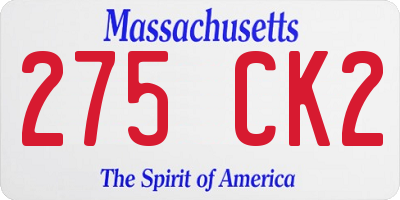 MA license plate 275CK2