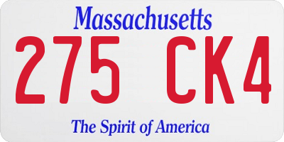 MA license plate 275CK4