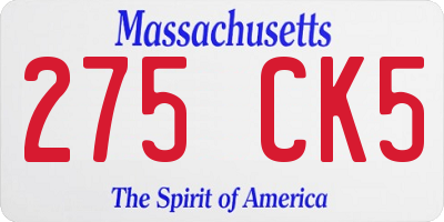 MA license plate 275CK5