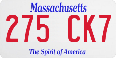 MA license plate 275CK7