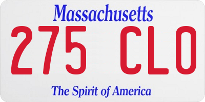 MA license plate 275CL0