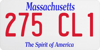 MA license plate 275CL1