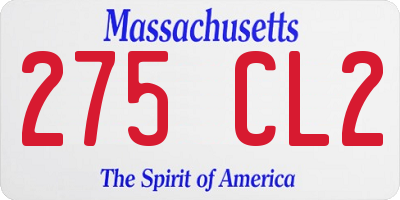 MA license plate 275CL2